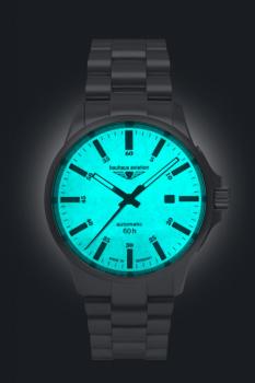 Preview: Bauhaus Aviation Herrenuhr Automatik mit 60h Gangreserve und Titan-Gliederarmband